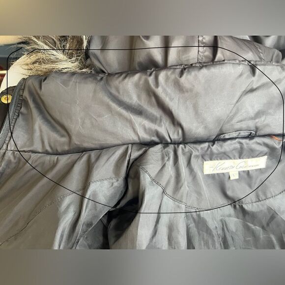 Kenneth Cole New York Black Down Insulated Full Zip Hooded Fur Puffer Coat Large - Picture 14 of 16